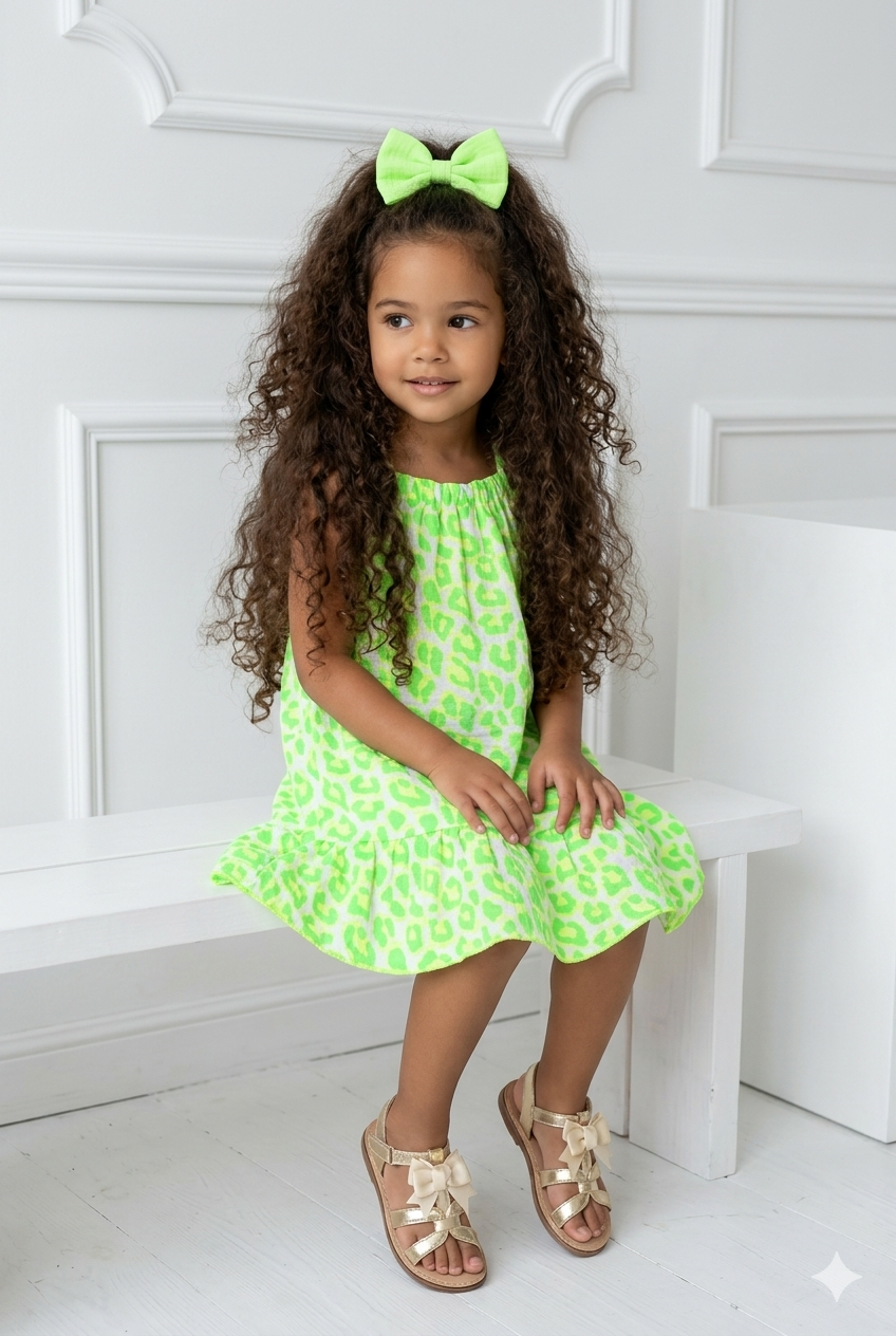 robe léopard vert enfant