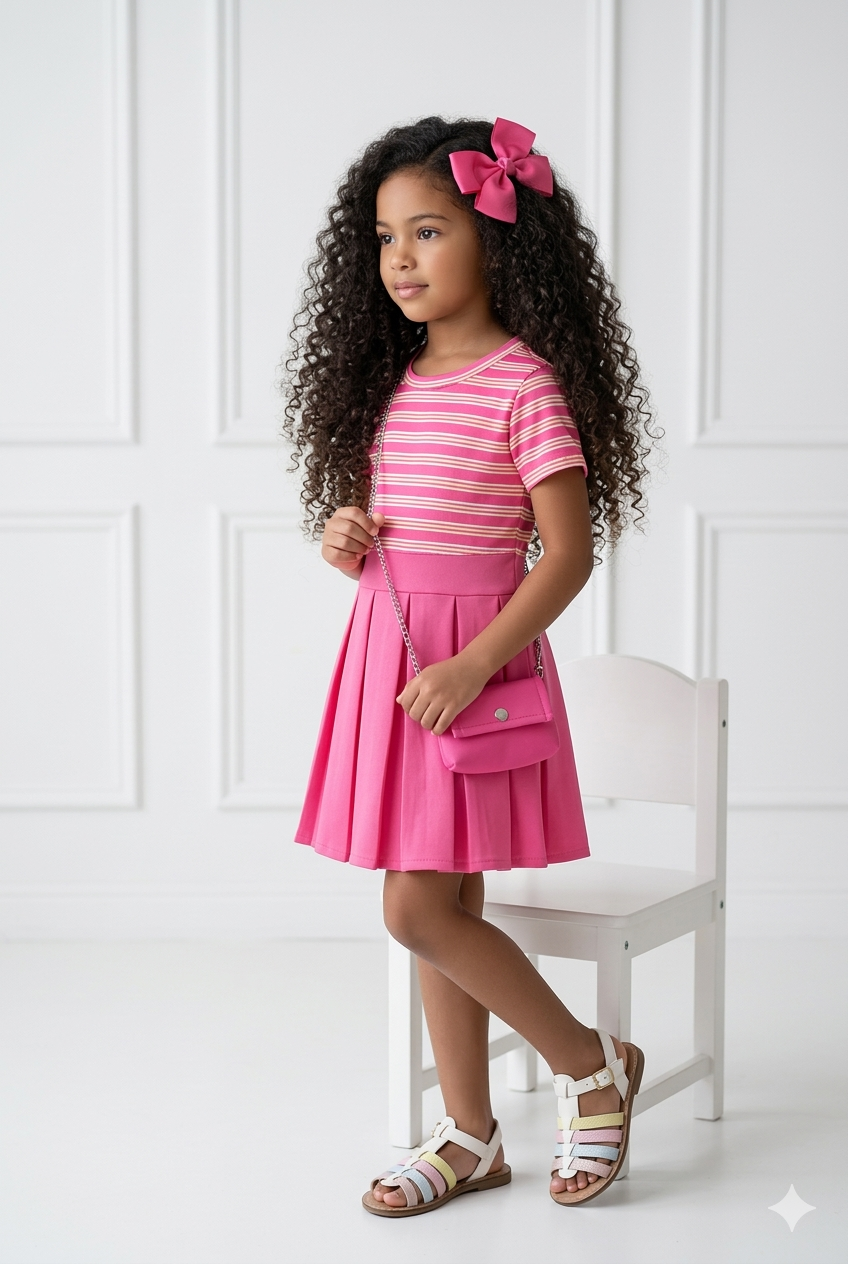 robe rayée avec sac enfant