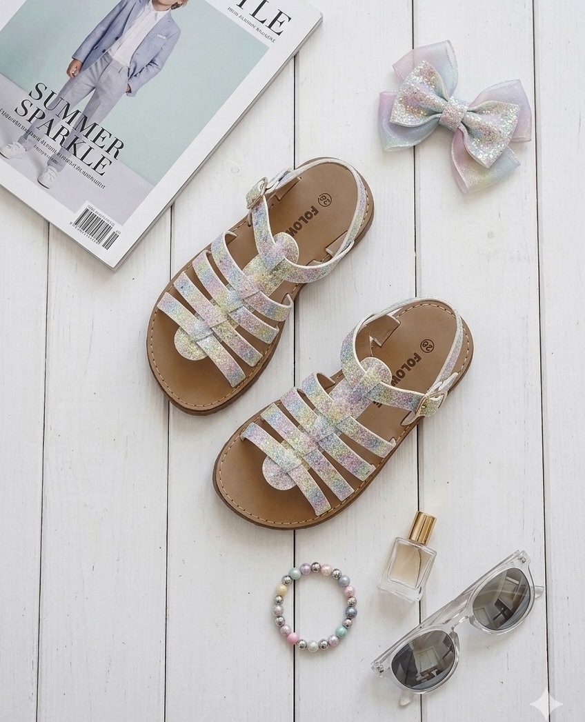 sandale pailleté coloré enfant