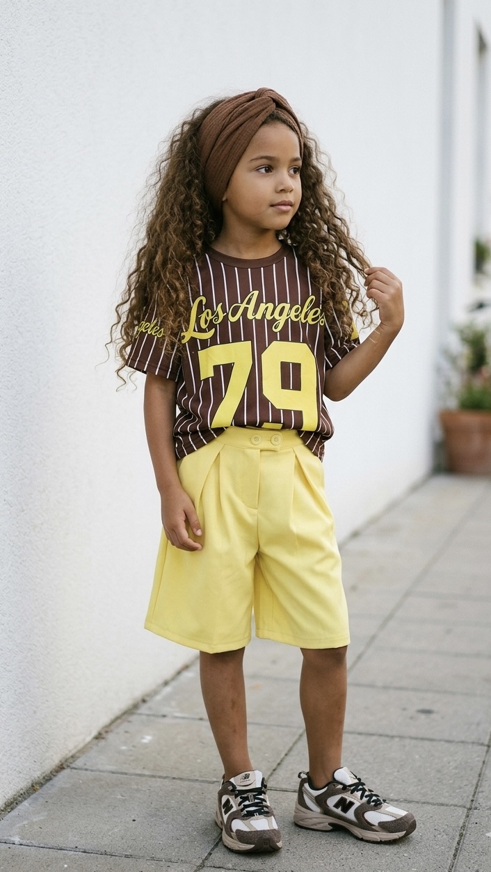 T-shirt baseball enfant marron « Los Angeles 79 »