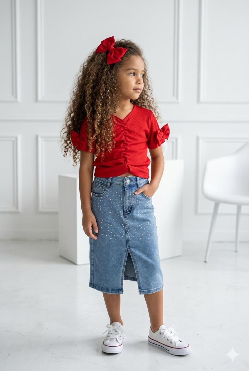 tee shirt nœud rouge enfant