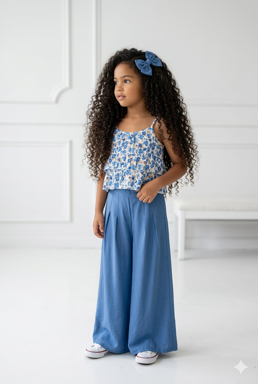pantalon bleu large enfant