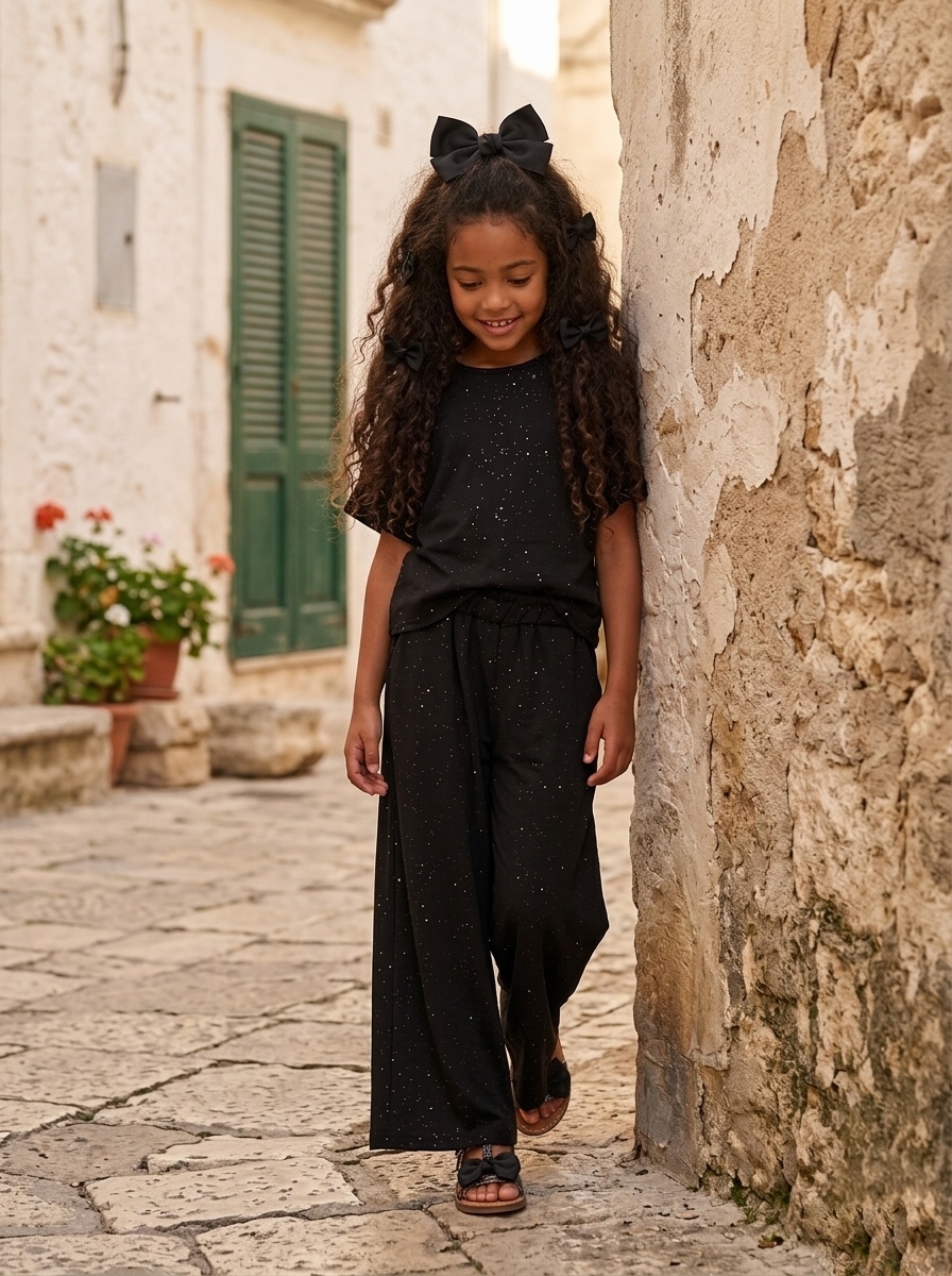 ensemble palazzo enfant noir à paillettes