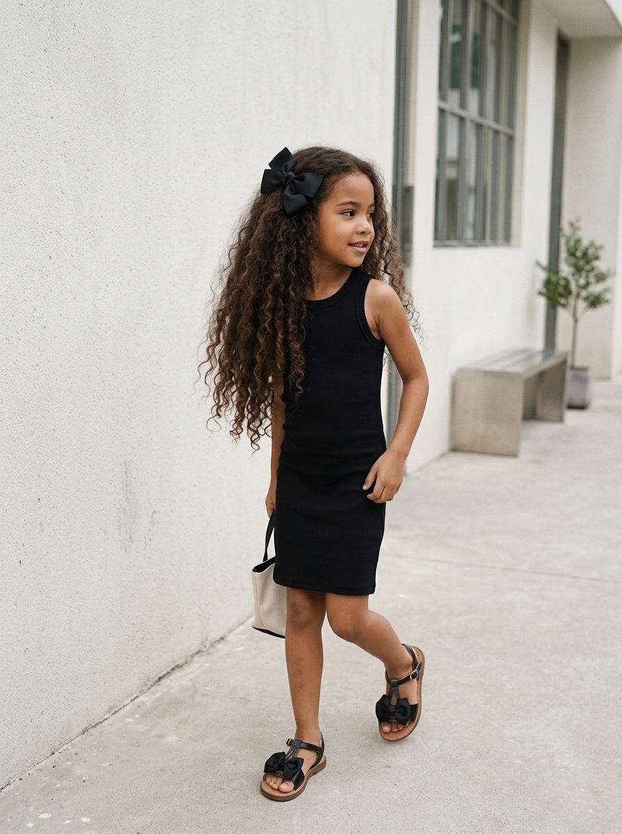 robe noir côtelé enfant