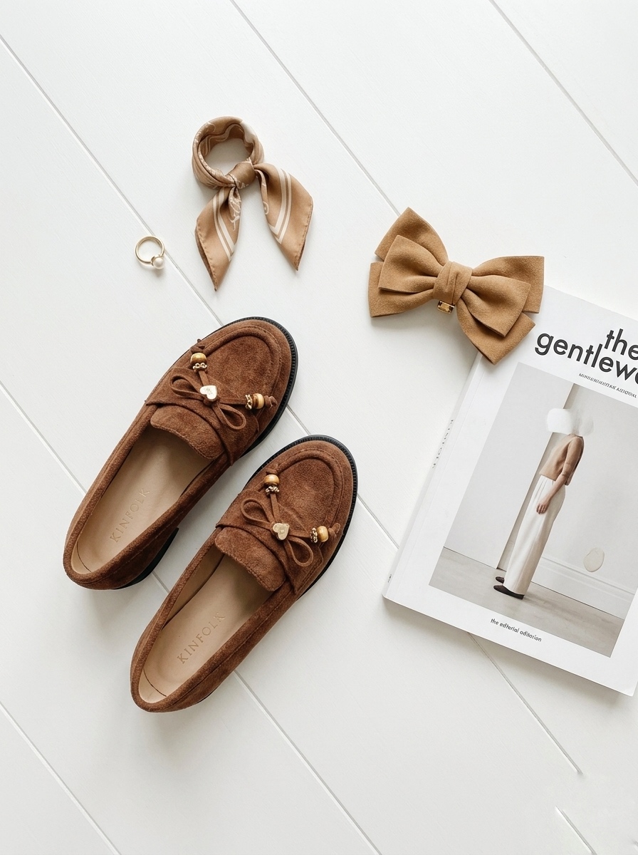 mocassin en daim camel enfant