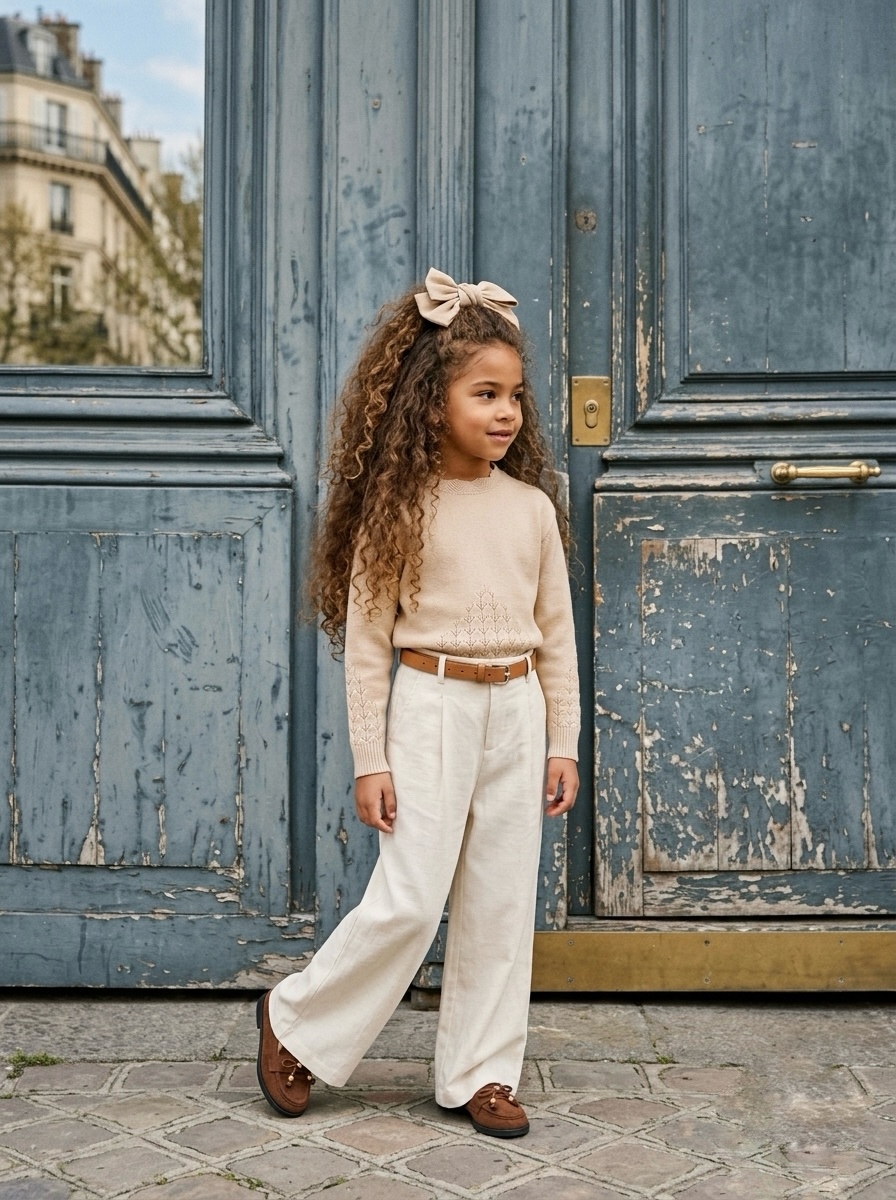 pantalon beige avec ceinture enfant