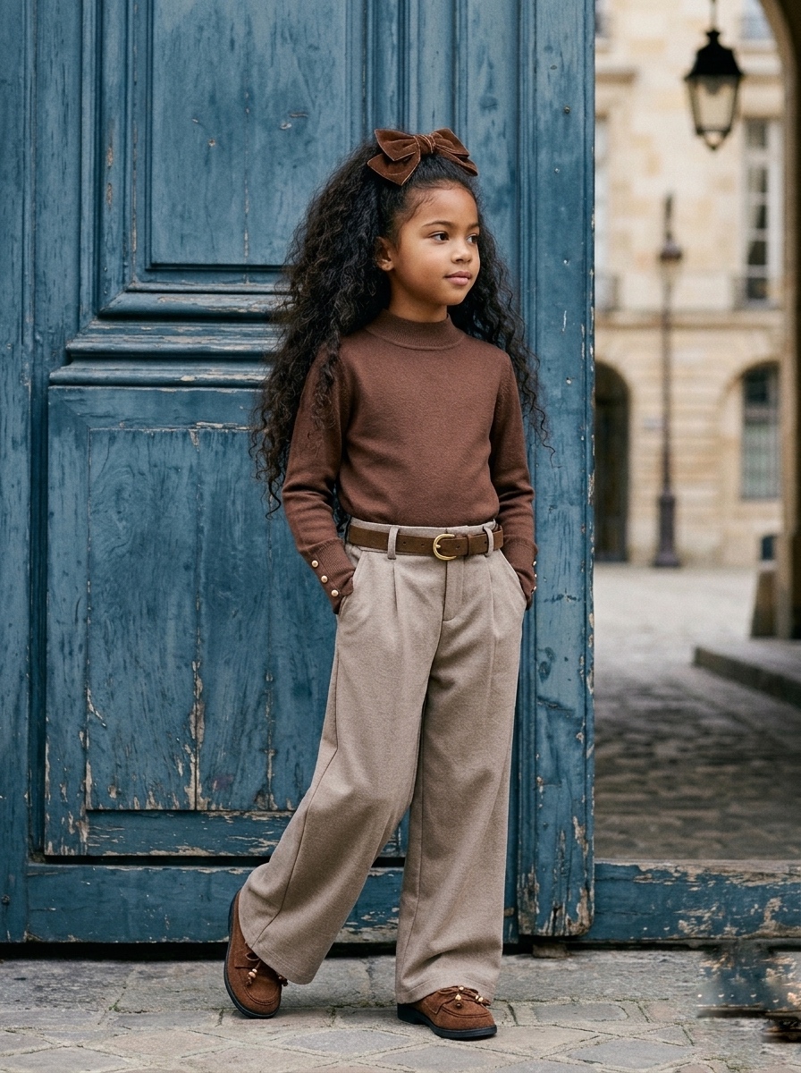 pull col montant chocolat enfant