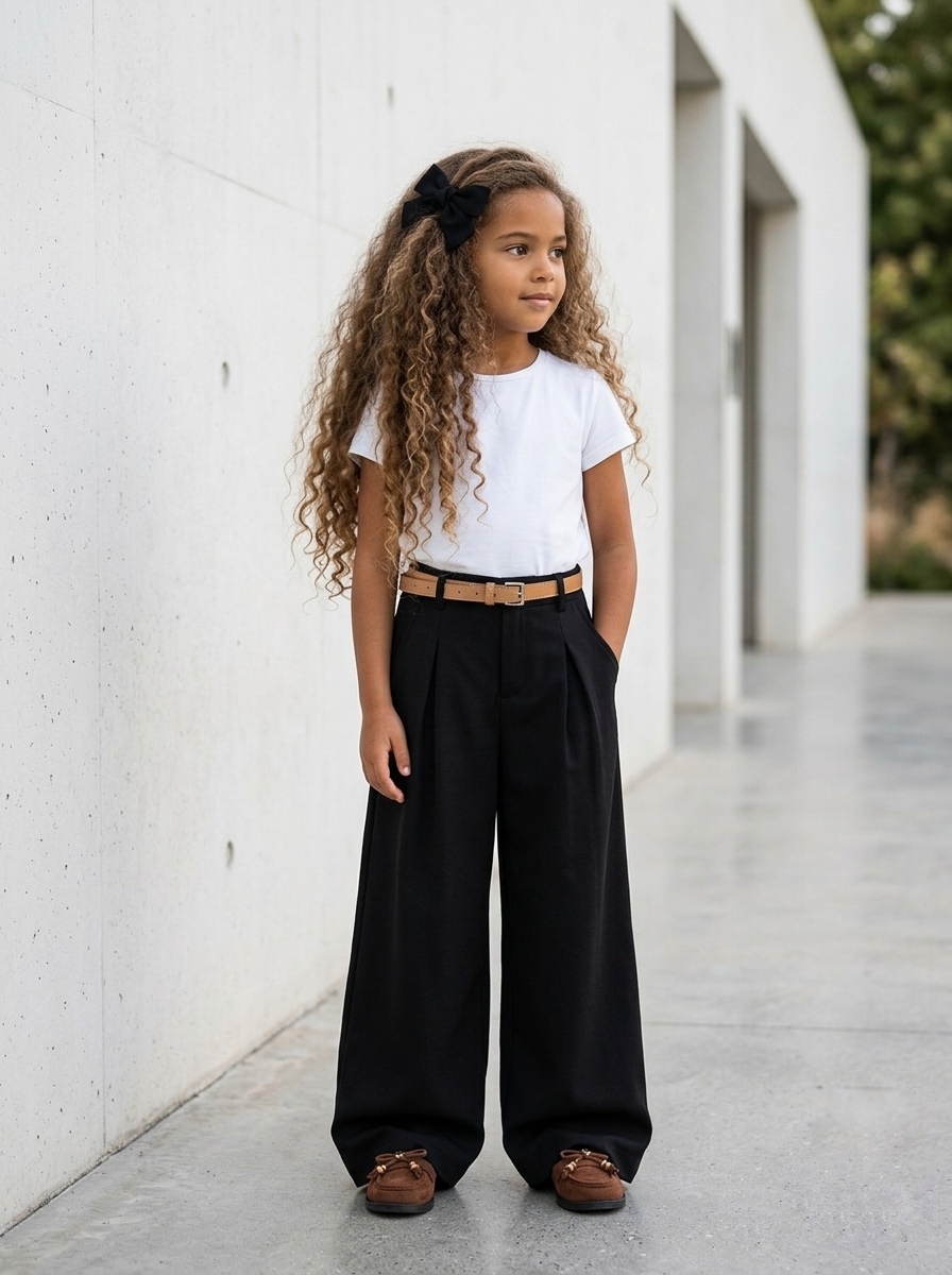 pantalon noir avec ceinture enfant