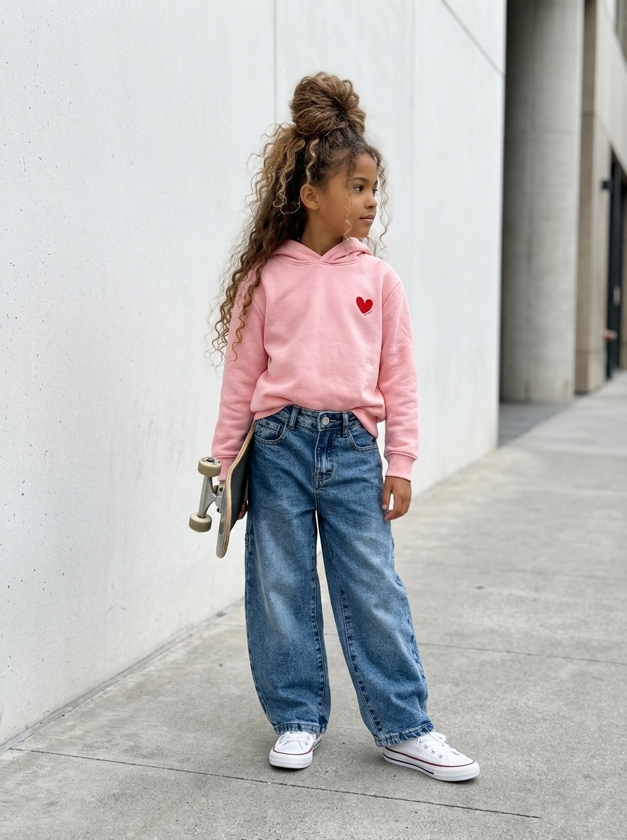Sweat à Capuche Enfant avec Motif Cœur