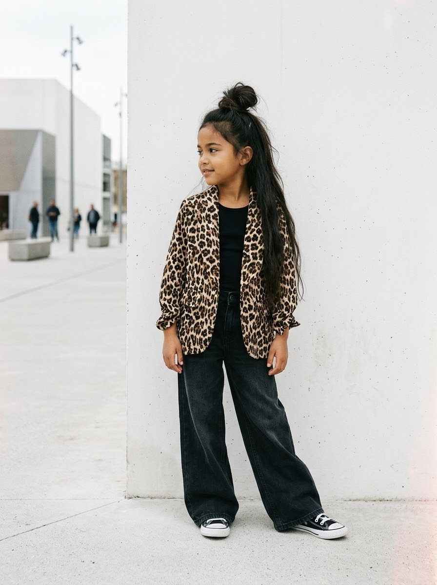 Blazer de costume imprimé léopard pour enfant – Style audacieux