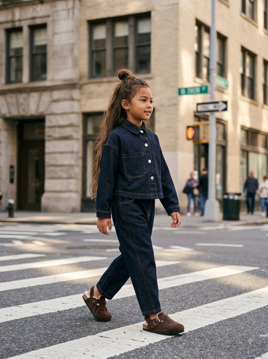 Ensemble en Denim Brut Enfant – Veste et Pantalon Tendance