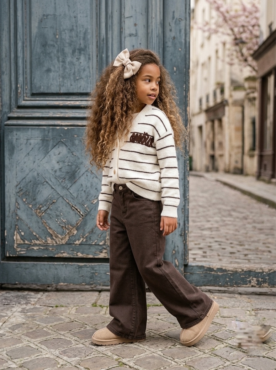 Jean large marron enfant