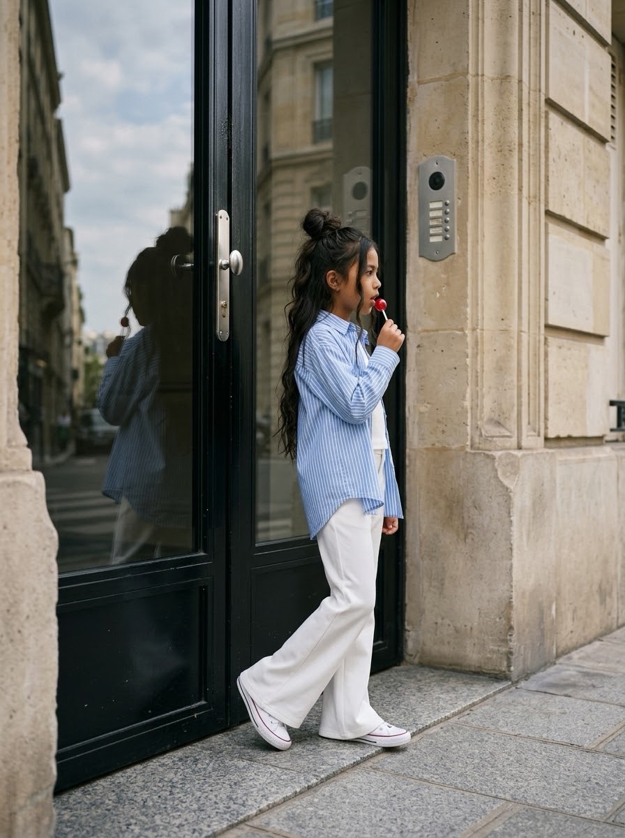 Pantalon Blanc Large et Fluide Fille | Mode Enfant – Alaya-K