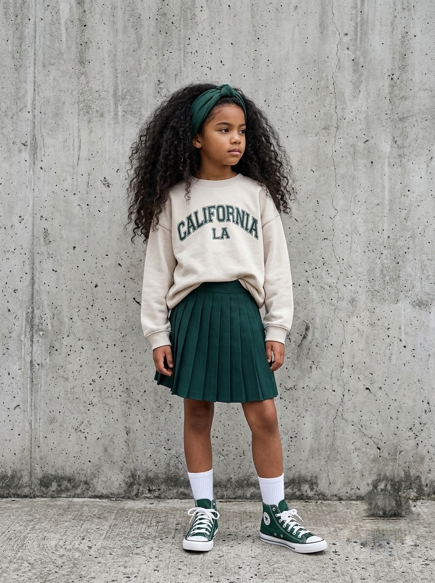 Sweat Enfant « California » Beige et Vert