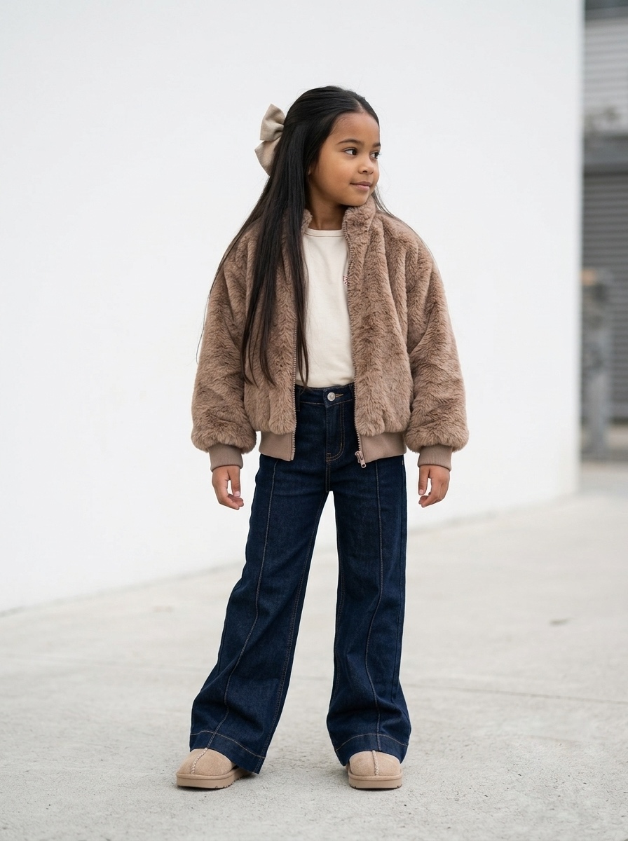 Veste Douce en Fausse Fourrure pour Enfant
