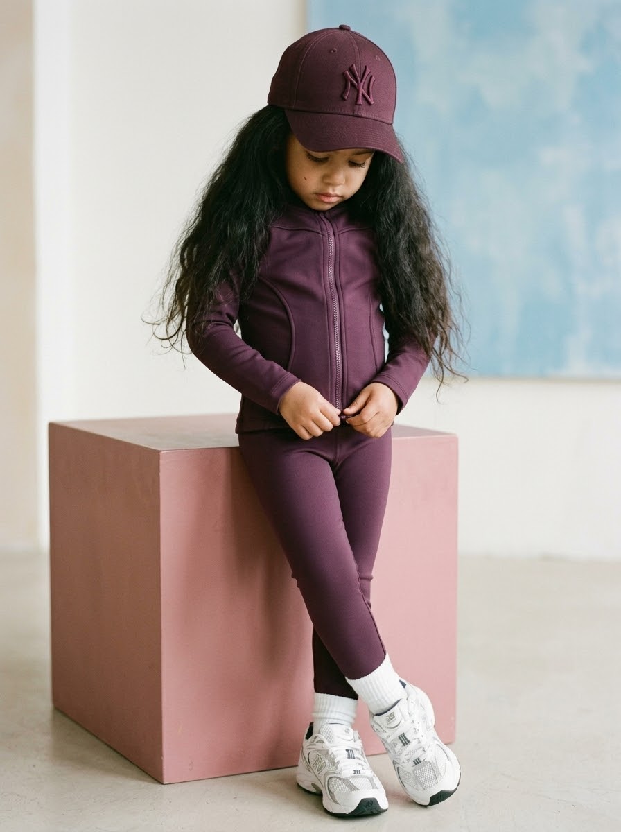 Ensemble de Sport Enfant Veste Zippée & Legging – Prune Aubergine