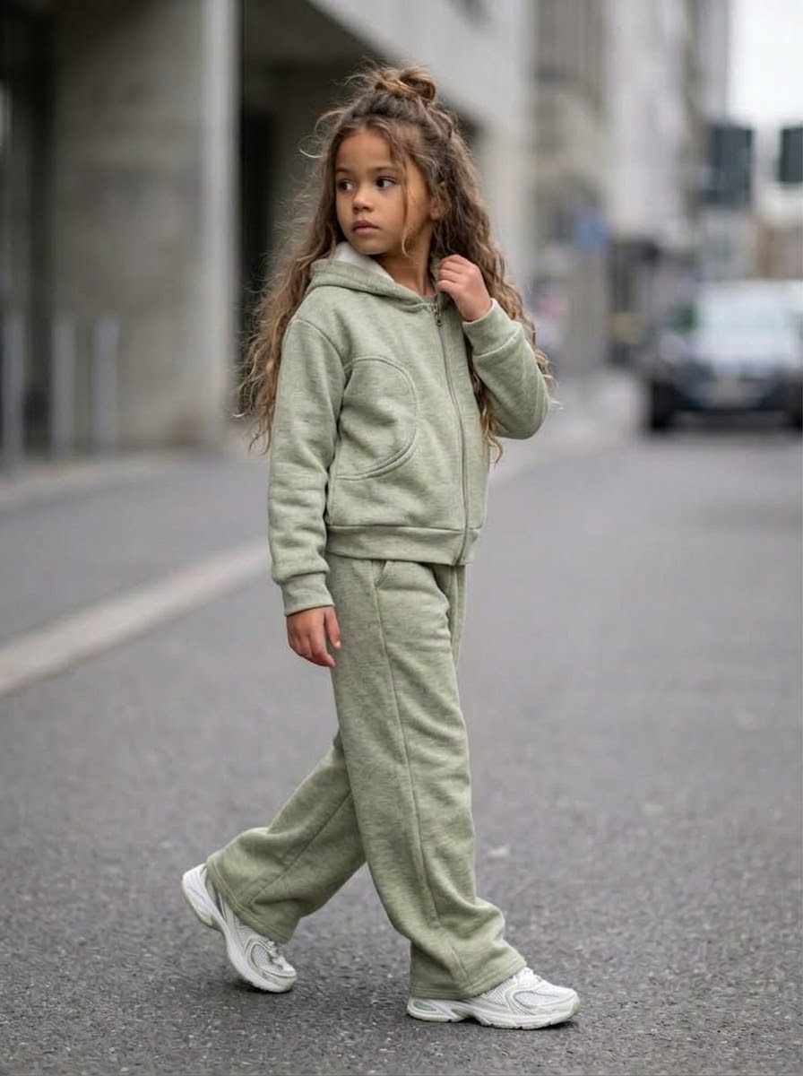 Ensemble Survêtement à Capuche Vert Clair Enfant