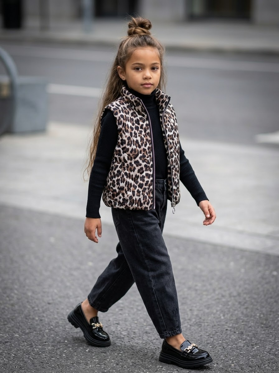 Jean Barrel Enfant en Denim Noir Délavé – Coupe Ample & Streetwear