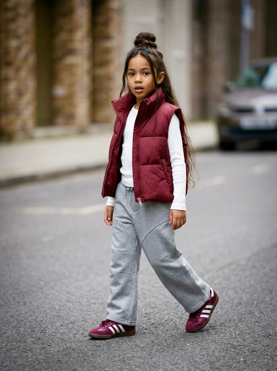 Doudoune sans manches enfant col montant, bordeaux