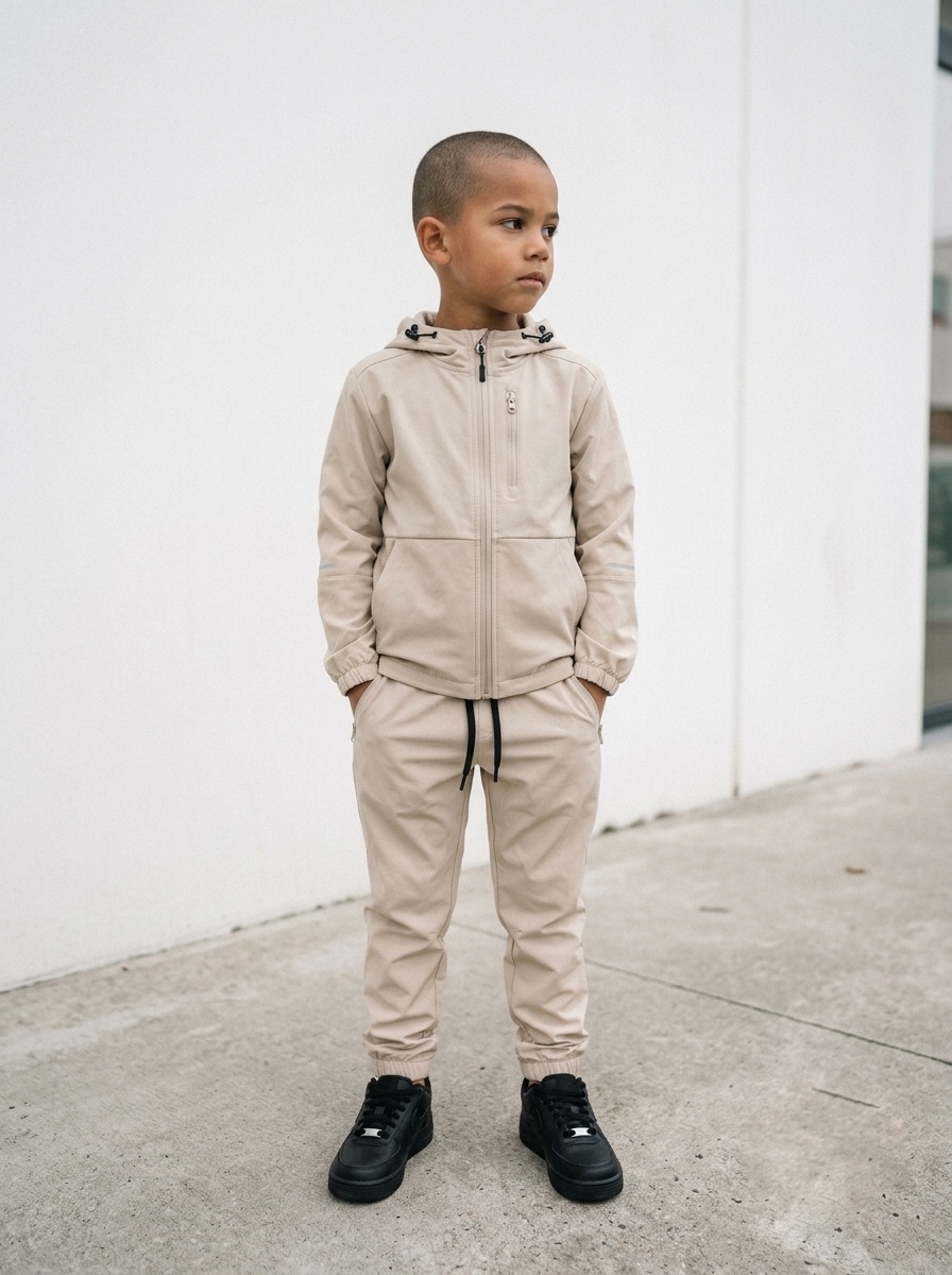 Ensemble de jogging Beige pour Enfant – Veste à capuche et Pantalon Sportswear